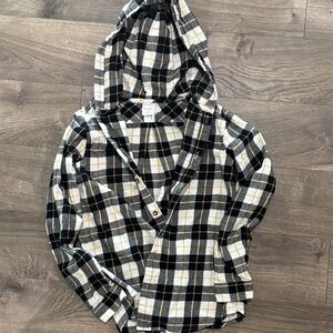 Hanna Andersson Black, White and Yellow Plaid Shirt